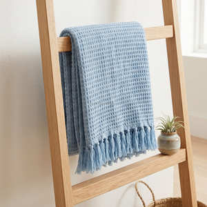 Manta de Algodón con Textura de Waffle de 125x150 cm, Adorno Decorativo para Sofá Escandinavo, Silla y Espacios de Vida Contemporáneos - Product Image 1