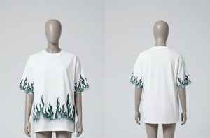 Camiseta Cyber-Green Flame Gradient de Corte Regular, Estilo Urbano, Impresión por Sublimación, Secado Rápido, Transpirable, Tejido Grueso, Color Esmeralda, 100% - Product Image 2