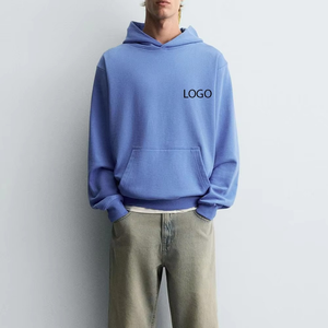 Sudadera con Capucha Morada Claro de Talla Grande para Hombre, Estilo Relajado, Moda Urbana Minimalista, Cómoda para Uso Diario - Product Image 1
