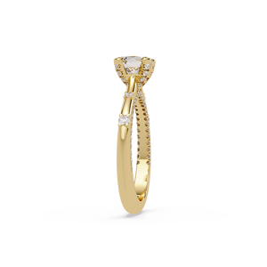 Anillo de Compromiso Clásico Solitario con Diamante Cultivado en Laboratorio de Corte Redondo de 1.00 CT, Certificado IGI, Oro Amarillo de 14k, Anillos de Boda - Product Image 4