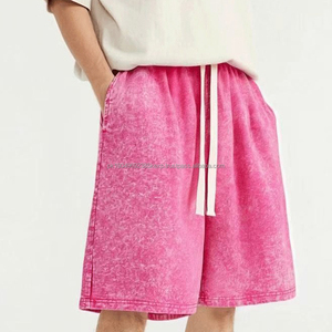 Pantalones cortos de gran tamaño de marca de lujo de alta calidad con cordón elástico en la cintura de algodón informal lavado de diseñador Vintage para hombres - Product Image 3