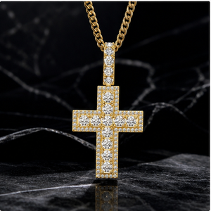Bulk 925 <b>Silver</b> Gold Plated Custom Jesus Cross Pendant <b>Necklace</b> Natural Brilliant Cut Christian Religious Jewelry Fine Pendants - Product Image 6