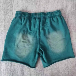 100% coton ourlet brut vêtements de rue Sun Fade Sweat Shorts éponge française Logo numérique personnalisé lavage à l'acide Vintage en détresse Shorts pour hommes - Product Image 1