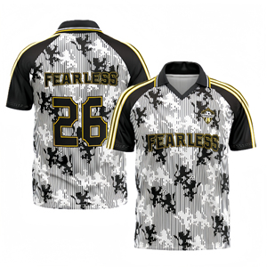 Camiseta de Fútbol Sublimada en Blanco y Negro para Hombre Fearless, Manga Corta, Cuello en V, Poliéster que Absorbe la Humedad, Ropa para Todas las Temporadas - Product Image 3