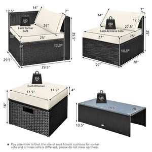 Juego de Muebles de Patio de 8 Piezas con Caja de Almacenamiento y Cubierta Impermeable, Ratán, Acero, Cojines y Fácil Almacenamiento para Exteriores - Product Image 5