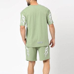 Econex Sports OEM Best Selling Plus Size Solid Color Cotton Twin <b>Set</b> Mens 2PC Shorts T-Shirt Quick Dry Casual Summer - Product Image 2