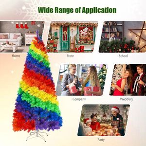 Albero di Natale Artificiale Pieghevole da 2,1 m con Supporto in Metallo, Verde Tradizionale - Product Image 6
