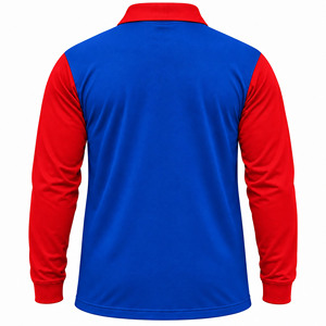 Polo de Manga Larga para Hombre, Color Azul y Rojo, Tejido de Punto, Ropa Deportiva Informal - Product Image 2