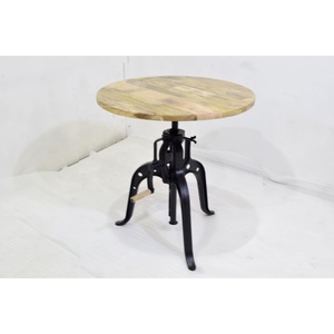 Mecanismo de manivela de hierro fundido ajustable a mano, mesa de comedor de restaurante de Hotel con tapa de madera de mango redondo plegable para muebles de comedor - Product Image 3