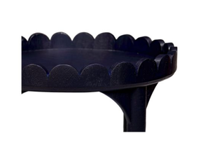 <b>Black</b> Scalloped Coffee <b>Table</b> Round <b>Side</b> <b>Table</b> Two Tier Accent <b>Table</b> for Living Room - Product Image 5