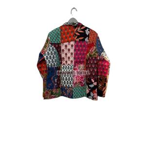 Veste matelassée courte unisexe faite à la main Style bohème Patchwork Design coton indien respirant automne hiver manteau broderie - Product Image 2