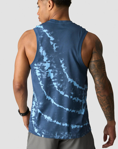 Camiseta sin mangas para hombre con efecto tie-dye, cuello redondo, de secado rápido, deportiva, 100% algodón, tejido de punto, estampado digital, estilo urbano. - Product Image 2