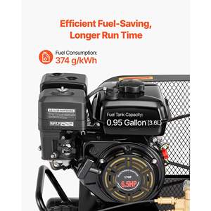 Compresseur d'air à double réservoir à essence 6,5 CV 9 CFM, pompe à piston de 9 gallons, 115 PSI pour le gonflage des pneus, compresseurs industriels automobiles - Product Image 4