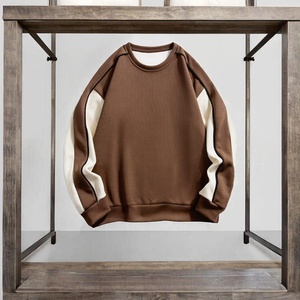 Sudadera de Hombre Oversize Marrón con Manga Raglán, Cuello Redondo, Tejida, Casual, Color Sólido, para Otoño - Product Image 2