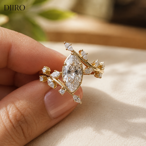 Bezel Marquise Cut <b>Diamond</b> Engagement <b>Ring</b> Plated Yellow Gold Bridal Wedding Band for Women Moissanite Jewelry - Product Image 1