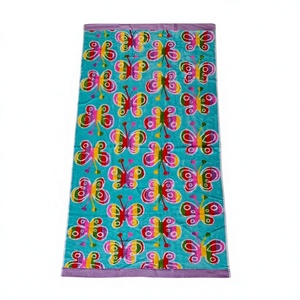 Serviettes de plage 100% coton, velours, design personnalisé, imprimé papillon, grande taille, jacquard - Product Image 1