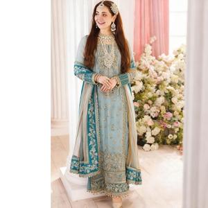 Superbes styles de costumes pour femmes avec broderie intégrale en filet et travail manuel - Product Image 4