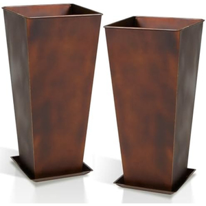 Pot de fleurs carré en métal pour extérieur, jardinière pour jardin avec design minimaliste et finition cuivrée, jardinière décorative pour jardin - Product Image 2