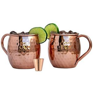 Juego de tazas de cobre para cócteles, con acabado martillado, para bares artísticos y elegantes, tazas metálicas duraderas, reutilizables, para servir en fiestas. - Product Image 4