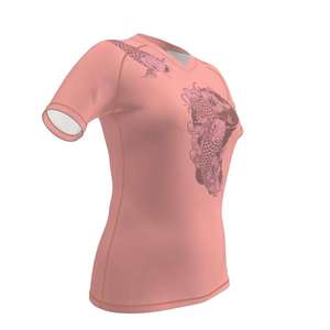 Camiseta Deportiva de Manga Corta para Mujer, con Estampado de Pez Koi Rosa, de Secado Rápido - Product Image 4