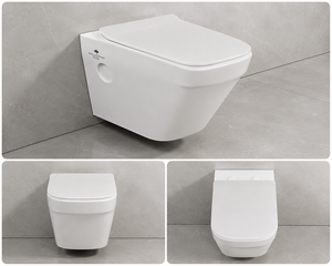WC mural en céramique moderne monobloc, siphon en P, chasse rapide, chasse Tornado, sans rebord, écologique, pour hôtels, garantie 2 ans - Product Image 3