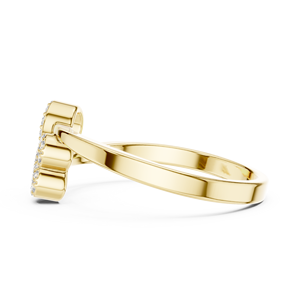 Bagues en or massif 14 carats pour femme, forme cœur dynamique, diamant taille ronde minimaliste, pour cadeau, fiançailles, anniversaire, mariage - Product Image 2