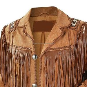 OEM 2025 nuevo diseño chaqueta marrón con flecos para hombre transpirable de talla grande bajo Moq hecho a medida chaquetas con flecos de moda de cuero auténtico - Product Image 2