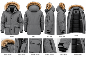 Men's Winter Parka Jacket Fur Hooded <b>Waterproof</b> <b>Padded</b> <b>Coat</b> Custom Color Outdoor Cold Weather Warm Winter Jacket - Product Image 4