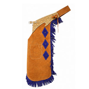 Pantalons d'équitation Western Chaps pour adultes, style cowboy, en cuir véritable, taille mi-haute, accessoires équestres - Product Image 1