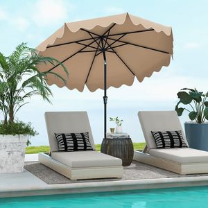 Sombrilla de Patio de 9 Pies con Manivela y Botón de Inclinación para Uso en Exteriores, Playa, Jardín, Villa u Hotel - Product Image 2