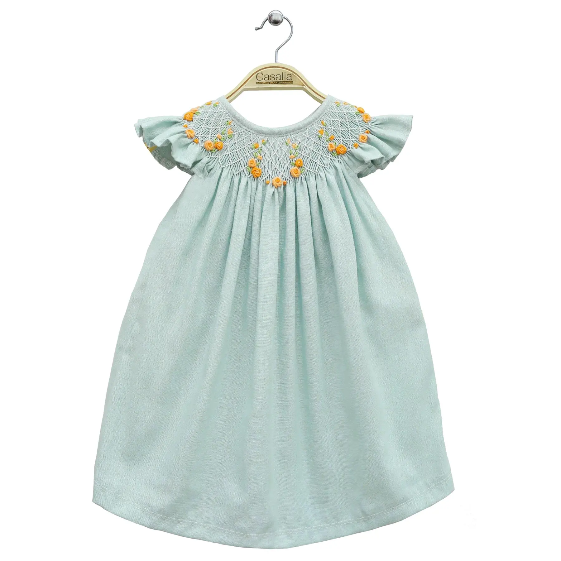 Cute Girls Bishop Smocked Dress - Customised Hand Made Embroidery Baby Girl A Dress - OEM - ODM - SM221110