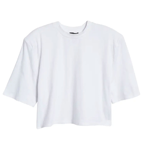 Camiseta Corta de Algodón Blanca para Mujer, Cuello Redondo, Manga Corta, Color Sólido, Estilo Casual, Primavera Verano - Product Image 1