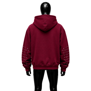 Sudadera con Capucha Color Granate con Letras de Diamantes de Imitación y Gráficos Religiosos Inspirados en la Fe, Sudadera con Capucha Cristiana Moderna y Elegante - Product Image 2
