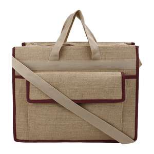 Sac pour ordinateur portable en jute naturel tendance avec protection rembourrée, sac de transport écologique pour ordinateur portable et bureau - Product Image 1