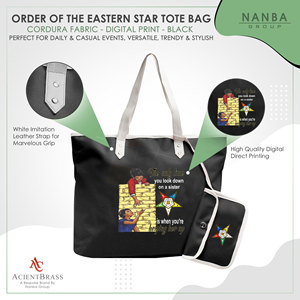 Sac fourre-tout noir brodé Eastern Star, logo OES Order Of The Eastern Star Sister Keeper - Product Image 4