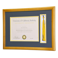 Cadre moderne pour diplôme universitaire avec porte-pompon, boîte de présentation en bois pour diplôme, cadre photo ouvert, motif animal et fleur