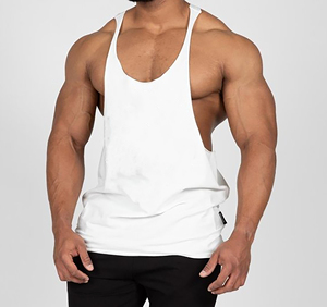 2025 Custom Summer Sleeveless Polyester Gym Stringer Top for Men Breathable and Fitted Knitted Muscle Tank TopBY AMAZING INDUSTR - Product Image 3