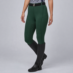 TESSUTO Women's Winter Equestrian Riding Breeches Printed Fleece Lined High Waist Four Way <b>Stretch</b> Seamless Full <b>Seat</b> Silicone - Product Image 1