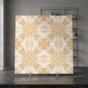Carreaux de sol en porcelaine polie haute brillance 600x600mm, design marbre numérique, style Indian Book Match - Product Image 6