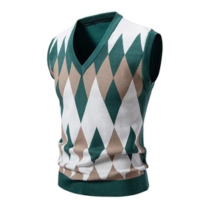KATBROS INDUSTRIES Gilet pull à capuche pour homme en polyester tricoté, couleur unie, anti-boulochage, col en V, camel, manches longues - Product Image 5