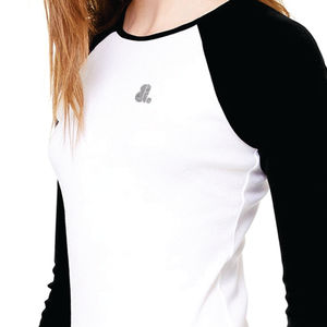 Women's <b>White</b> Black Raglan Sleeve Full Length 100% Organic Cotton T-<b>Shirt</b> Logo Casual <b>Slim</b> <b>Fit</b> O-Neck Solid Knitted Breathable - Product Image 2
