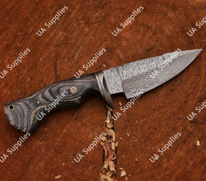 Couteau de chasse et de camping à lame fixe en acier Damas, personnalisable, support OEM/ODM, vente en gros, manche en bois Pakka, faible MOQ, offre spéciale - Product Image 4