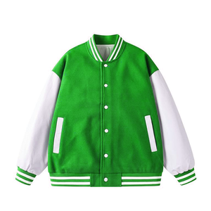 Chaqueta Varsity de Cuero para Hombre con Parche Bordado Personalizado, Cuello Alto, Método de Tejido de Ganchillo - Transpirable, Venta al por Mayor - Product Image 1