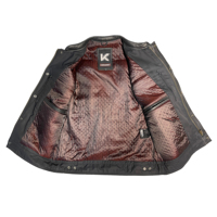 KAROZAN Veste sans manches unisexe en cuir noir style motard, respirante, coupe-vent, toutes saisons, logo personnalisable sur le devant