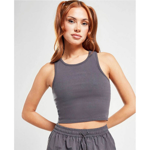 Top Corto sin Mangas con Estampado de Canalé, Estilo Moderno y Personalizado para Mujer, Prenda de Verano en Algodón Tejido, Color Verde Menta, Corte Ajustado - Product Image 3