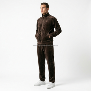 Conjunto de Sudadera con Capucha y Pantalones de Terciopelo para Hombre, Marca Privada, Logotipo Personalizado, Estilo Urbano, Fabricante al por Mayor - Product Image 2