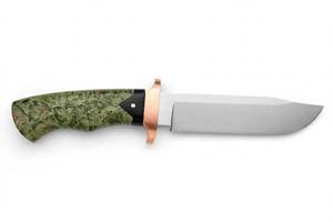 Satin polished high carbon steel prep utility <b>tool</b> with clip-point <b>profile</b> and Burl Wood Handle - Product Image 2