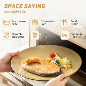 Service de vaisselle en céramique Desert Gold Gloss, finition lisse et scintillante, design empilable, construction durable pour des repas raffinés au quotidien - Product Image 4