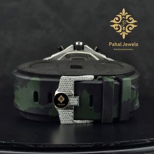 Reloj de Cuarzo de Lujo con Incrustaciones de Diamantes, Esfera de Cristal de Zafiro, Caja de Acero Inoxidable, Correa Verde, Fecha Automática, Caja Incluida - Product Image 2