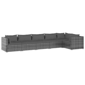 Conjunto de Muebles de Jardín Modulares de 6 Piezas en Ratán Sintético Gris, Muebles Modulares Modernos para Exteriores - Product Image 2